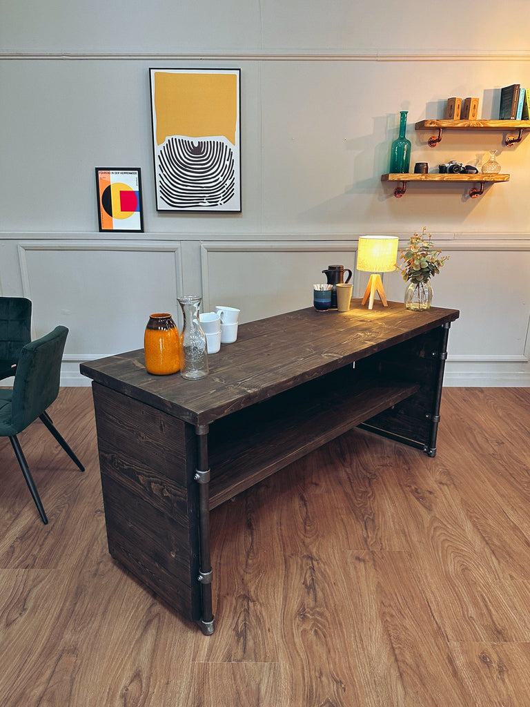 Industrial Style Counter, Bar, Front Desk, Handmade Welcome Desk | Wedding Event | Rustic, Steel Tube | Cafe Shop Salon - ChronologyStore - Bars and Counters - Bar Carts & Bars