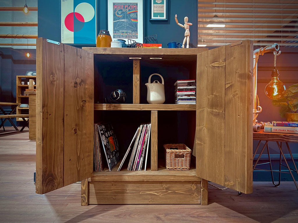 Rustic 2 Door Cupboard | Solid Wooden Storage Cabinet for Living Room, Office, Dining Room | Wooden Base Sideboard - ChronologyStore - Cabinets - Console Tables & Cabinets