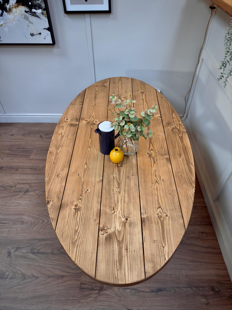 Oval Dining Table with Starburst Legs | Rustic Style, Industrial | Kitchen Table, Solid Wood, Handmade - ChronologyStore - Tables & Benches - Kitchen & Dining Tables