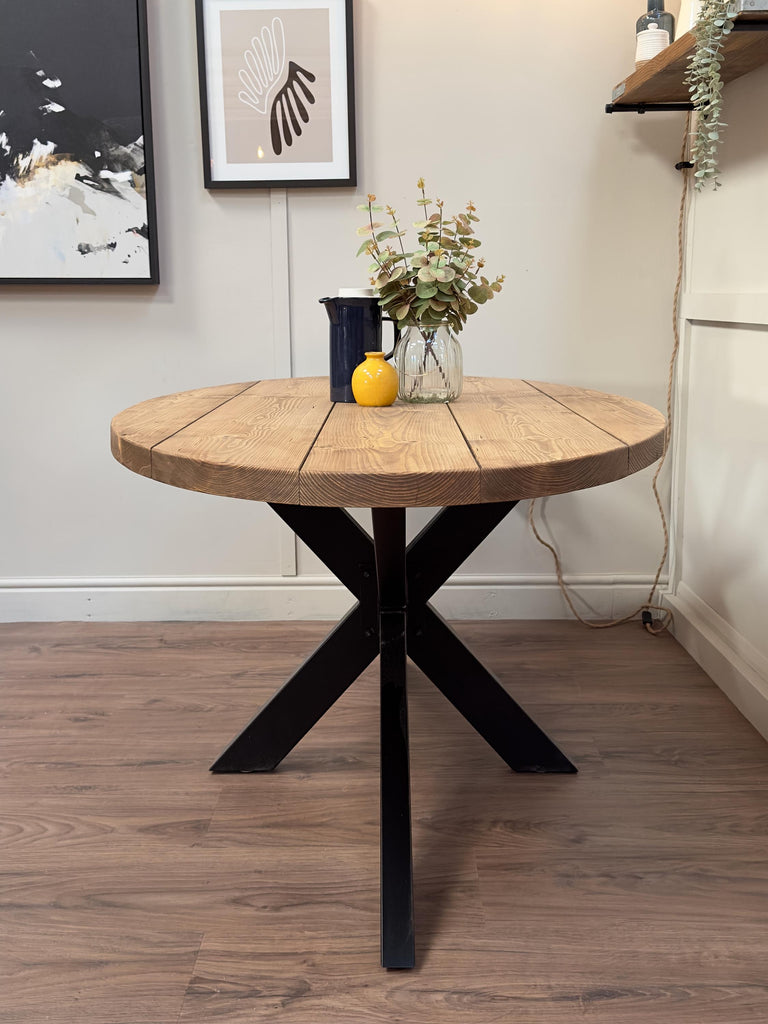 Oval Dining Table with Starburst Legs | Rustic Style, Industrial | Kitchen Table, Solid Wood, Handmade - ChronologyStore - Tables & Benches - Kitchen & Dining Tables