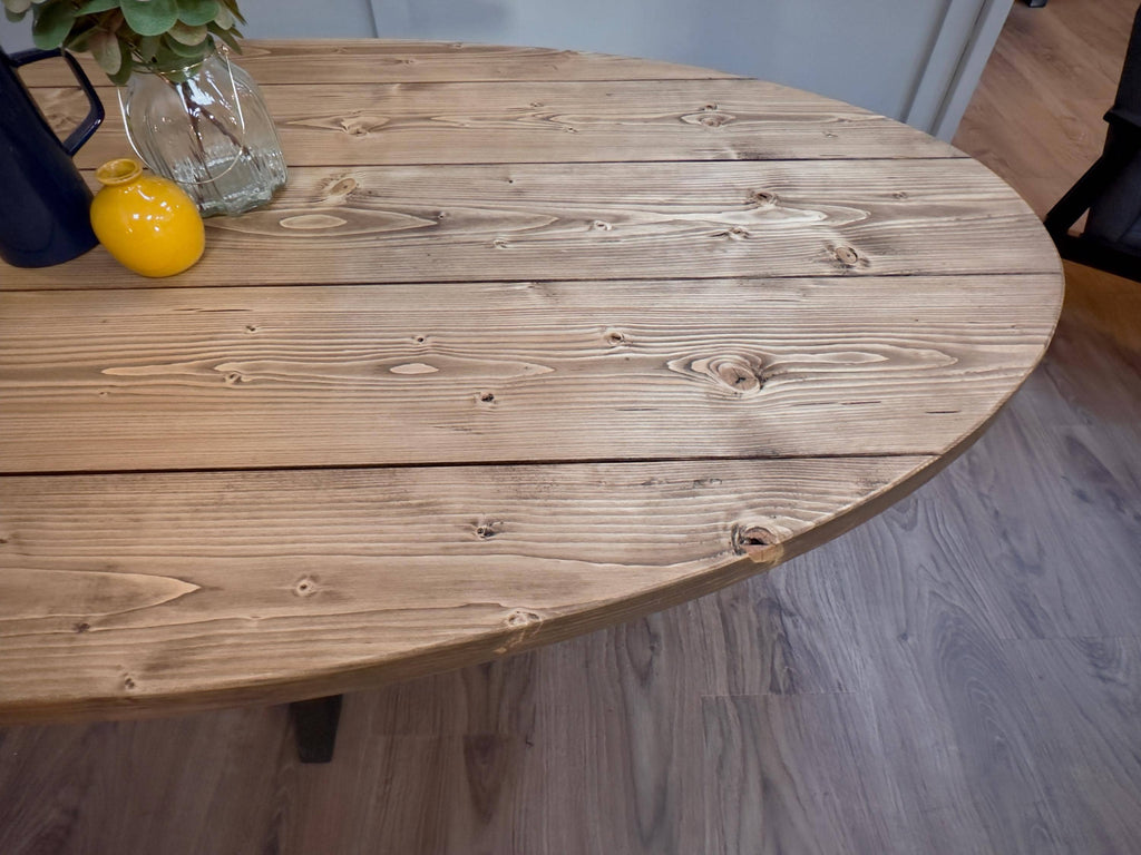 Oval Dining Table with Starburst Legs | Rustic Style, Industrial | Kitchen Table, Solid Wood, Handmade - ChronologyStore - Tables & Benches - Kitchen & Dining Tables