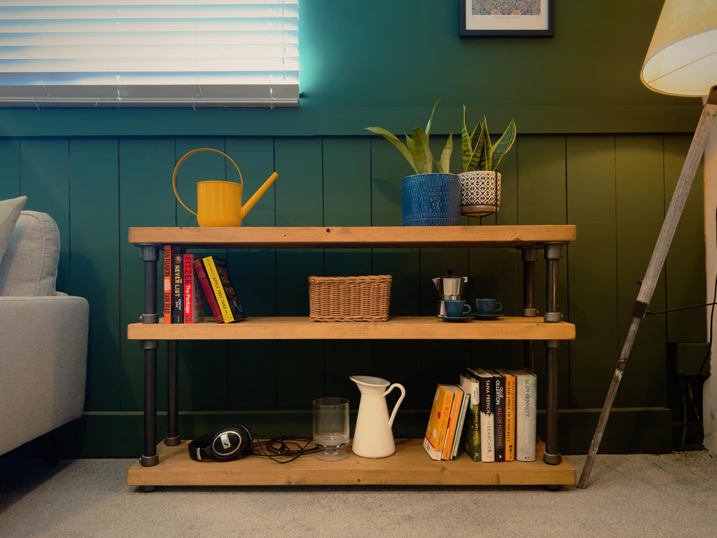 Rustic Console Side Table with Steel Tube Framework, Industrial Scaffold Board, Reclaimed Bar Table, Solid Wood Hallway Table - ChronologyStore - Tables & Benches - Console Tables & Cabinets