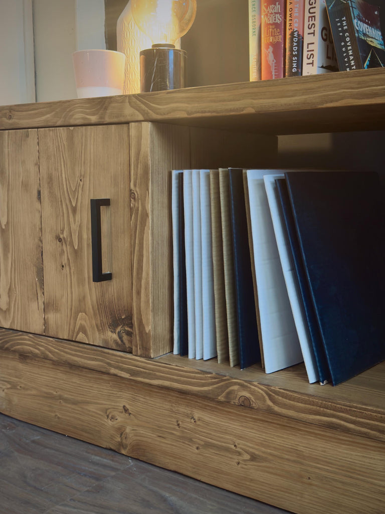 Solid Wood TV Stand Media Unit with Cupboard Storage – Rustic Industrial Handmade TV Cabinet - ChronologyStore - Cabinets - Console Tables & Cabinets