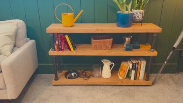 Rustic Console Side Table with Steel Tube Framework, Industrial Scaffold Board, Reclaimed Bar Table, Solid Wood Hallway Table