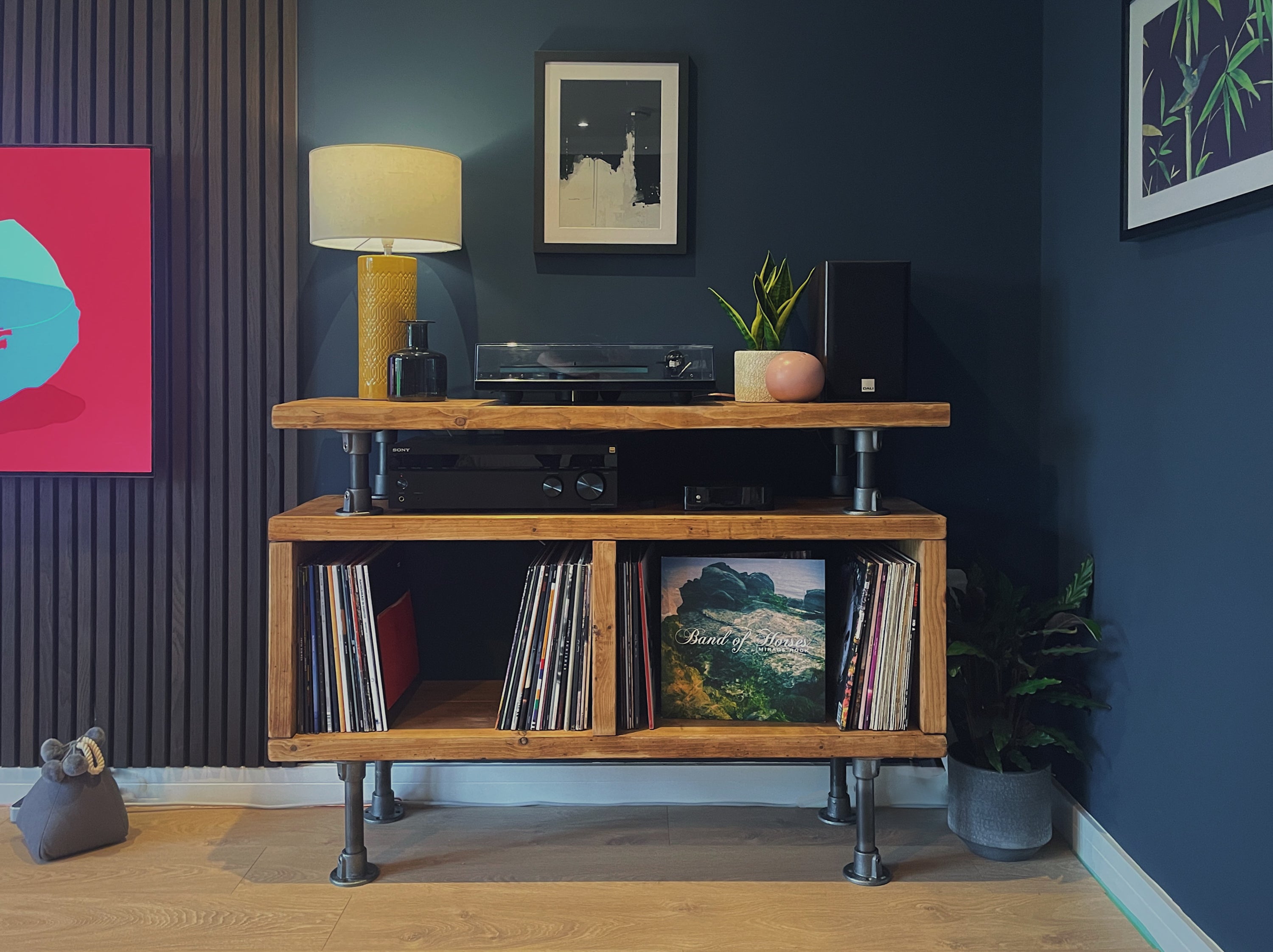 Industrial Record Player Stand | Rustic LP Vinyl Storage Unit | Cabinet ...