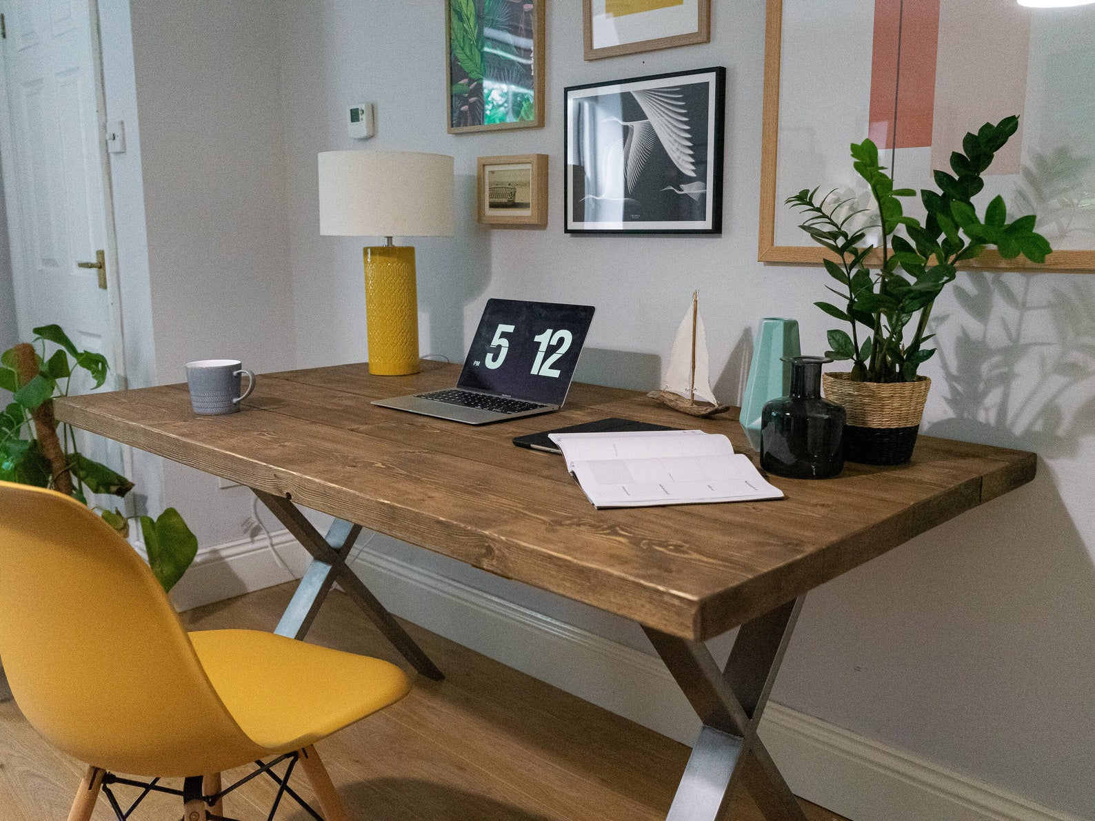 Rustic Desk With A Frame Legs WFH Industrial Desk Scaffold Boards