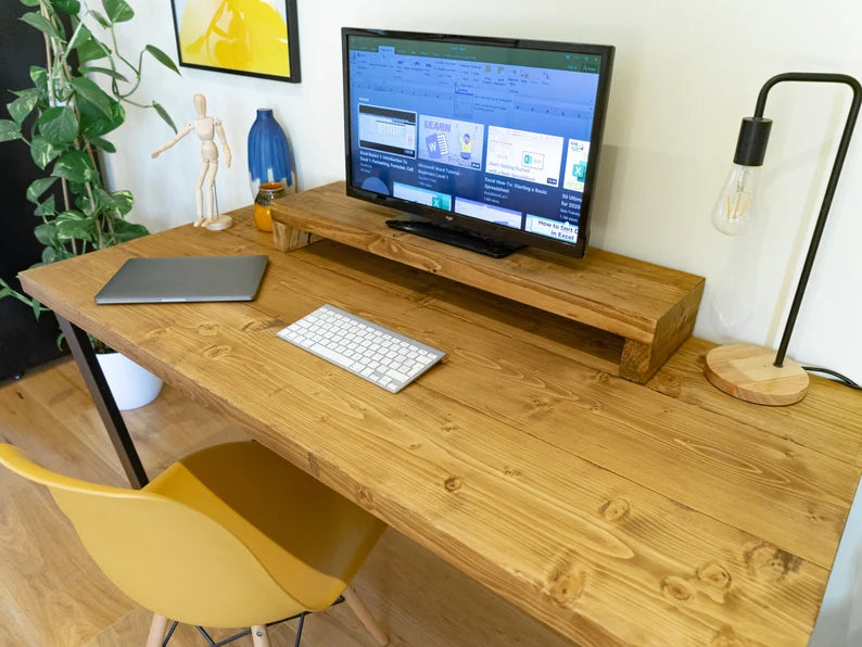Rustic Desk on V Frame Legs Industrial Scaffold Board Reclaimed