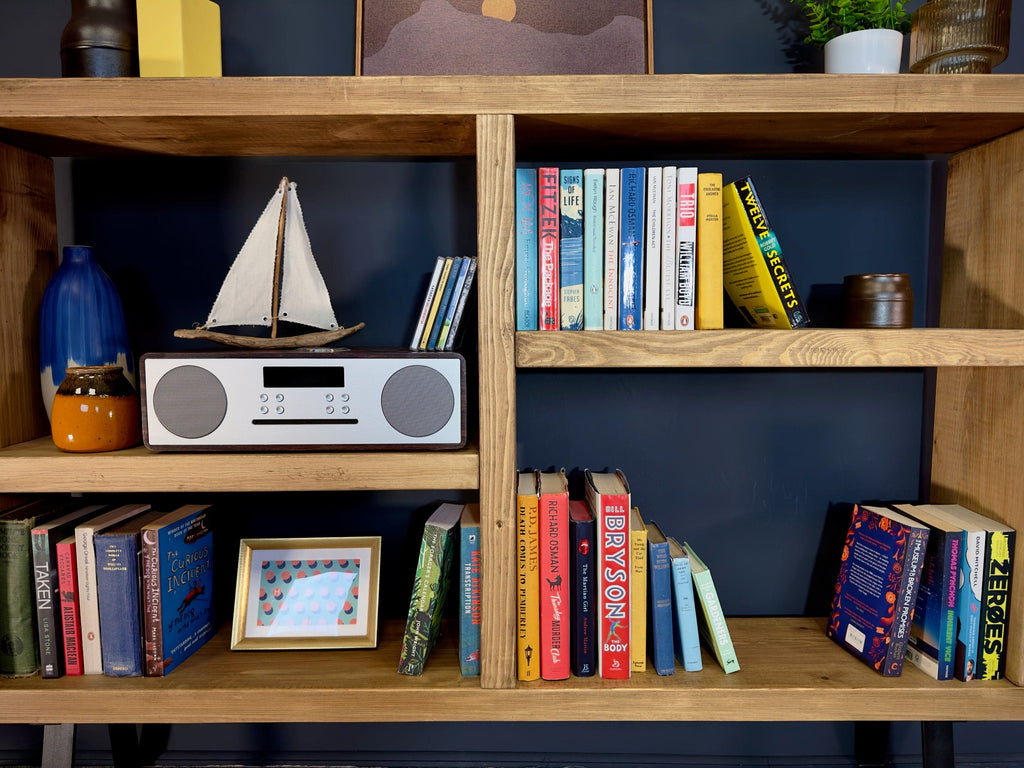 Rustic Bookcase | Low Sideboard Unit on Trapezium Legs | Industrial So ...