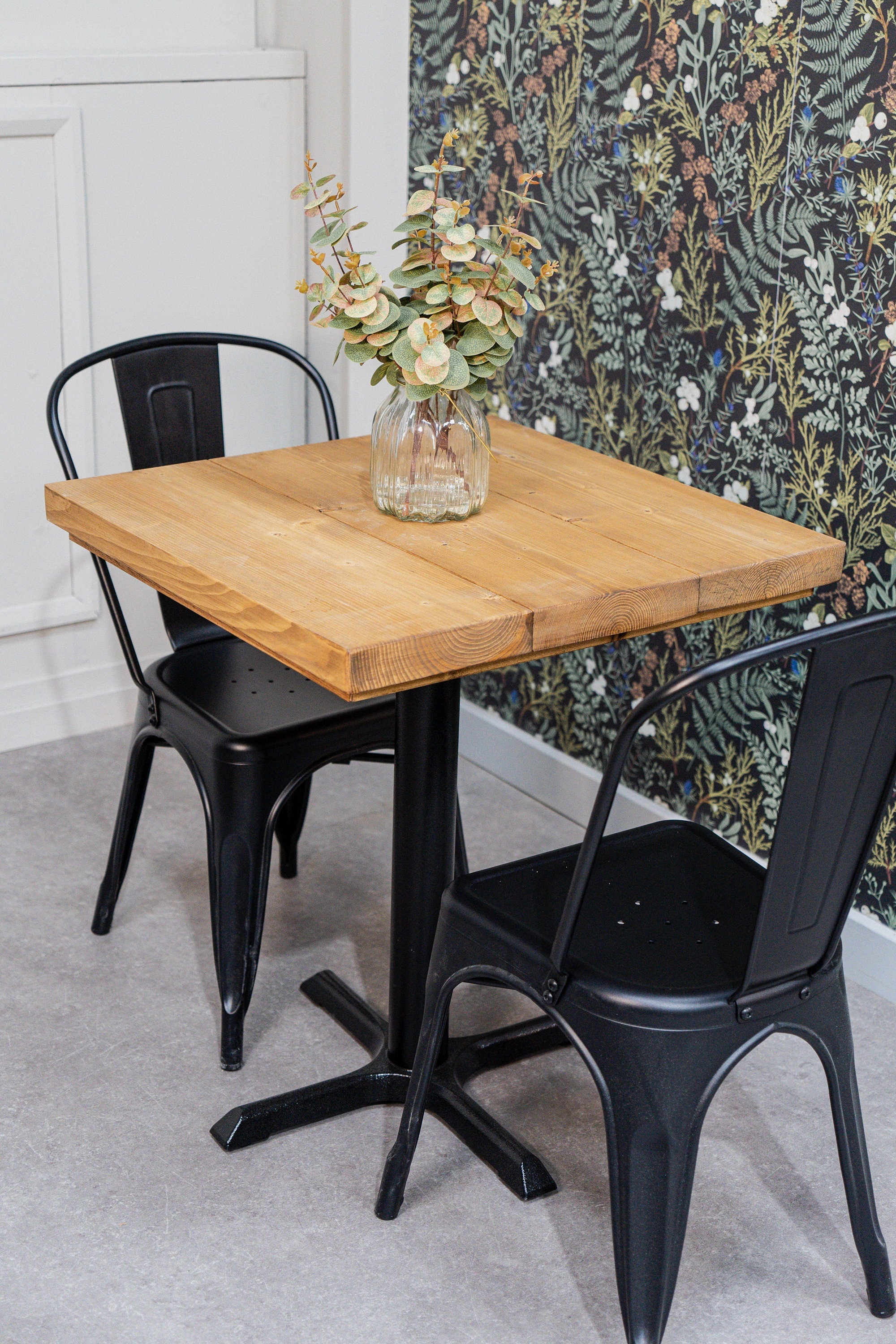 Rustic Bistro Table | Cafe Bar Style | Cast Iron Pedestal Base | Solid ...