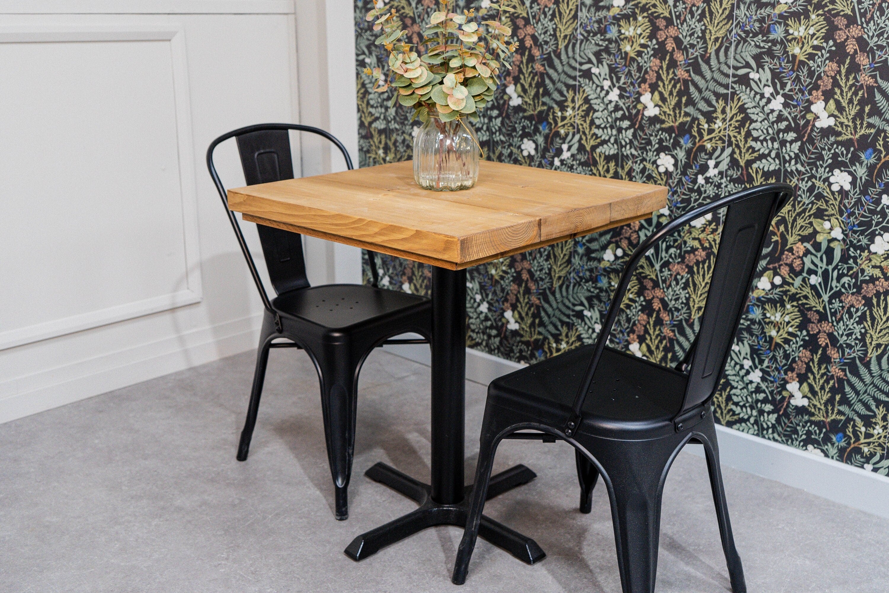 Rustic Bistro Table Cafe Bar Style Cast Iron Pedestal Base